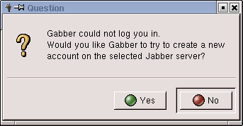 Account creation in Gabber